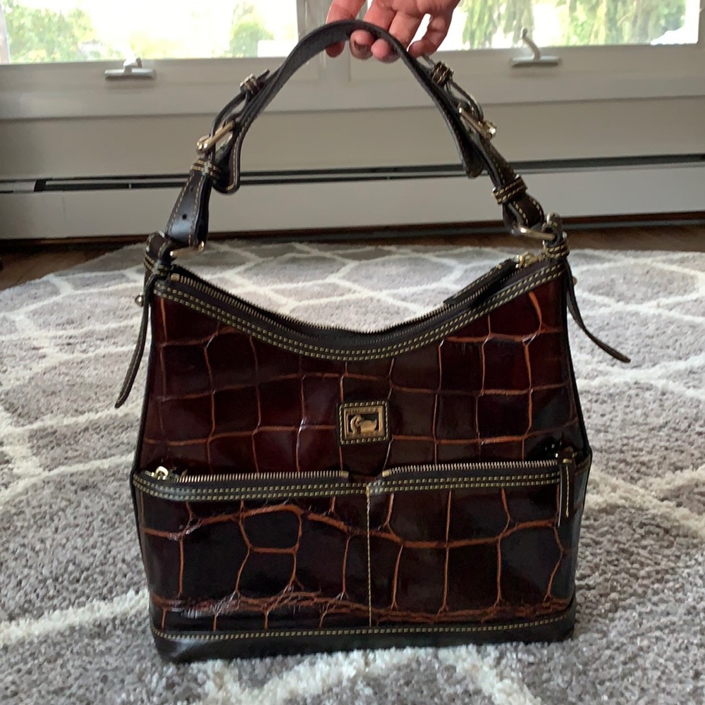 Dooney and Bourne cognac crocodile embos